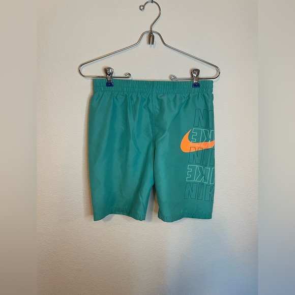 Nike youth, swim trunks, teal, and orange - Picture 1 of 5